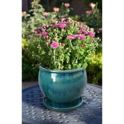 Trendspot Studio 6.3 In. H X 8 In. W X 8 In. D X 8 In. D Ceramic Planter Aqua -Abbo Garden Shop 00fa9fcb 9714 43f5 b031 40a998dc92ef