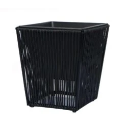 Infinity 15.75 In. H X 14.17 In. W X 14.17 In. D Metal/Plastic Poly Rattan Planter Black