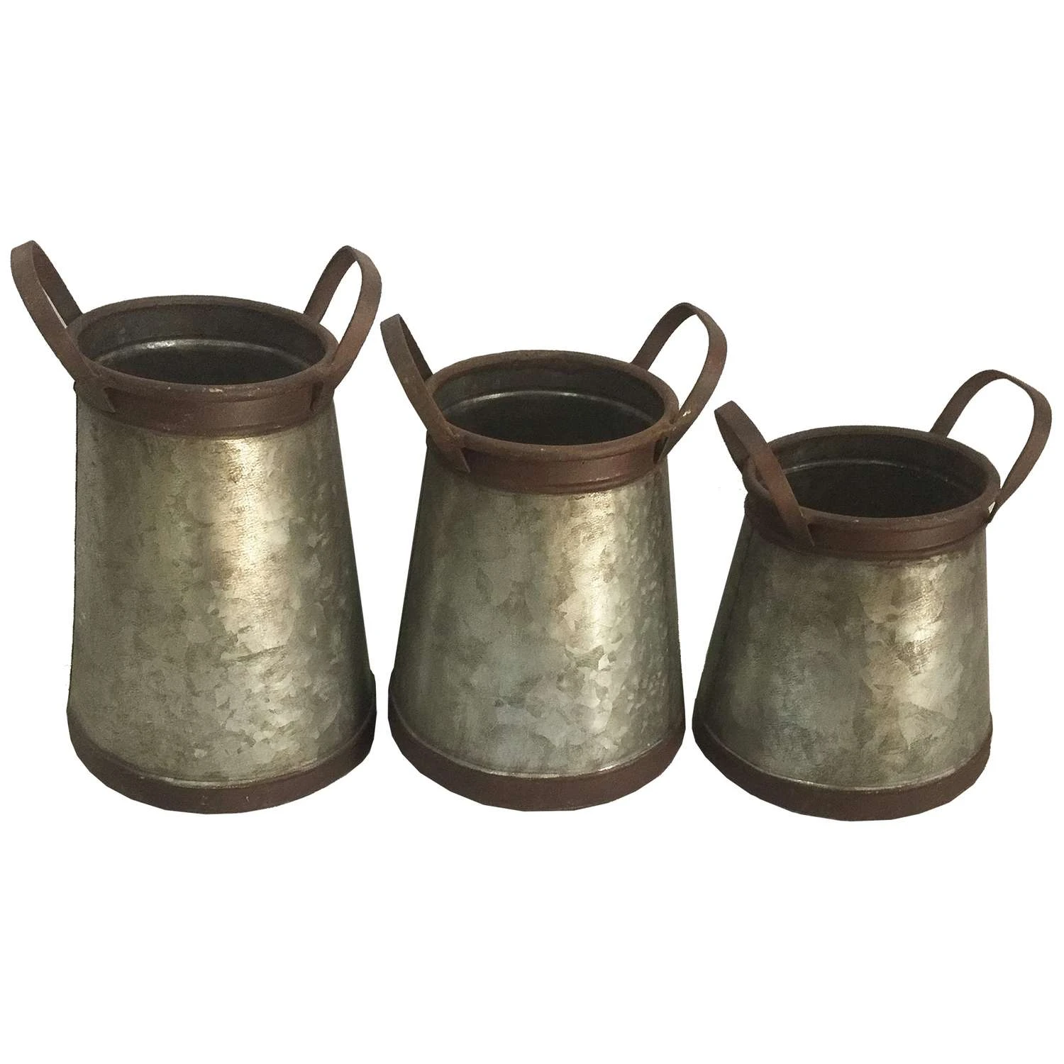 Avera Products 9.5 In. H X 8 In. D Galvanized Metal Cone Bucket Planter Gray 4 Avera Products 9.5 In. H X 8 In. D Galvanized Metal Cone Bucket Planter Gray - Image 2