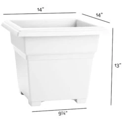 Novelty 13 In. H X 14 In. W X 14 In. D Plastic Countryside Tub Patio Planter White -Abbo Garden Shop 192b83b3 642d 41c5 8784 1794a3723ffa