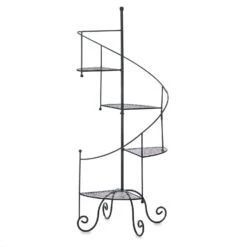 Summerfield Terrace Spiral Staircase 39 In. H Black Iron Plant Stand