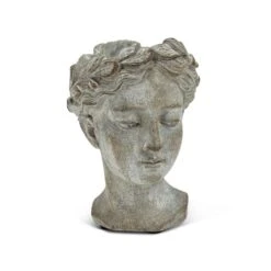 Abbott 6.5 In. H Cement Woman Head Planter Gray