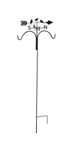 Panacea Rust Steel 78 In. H Perching Bird Weathervane Double Shepherd's Hook 1 Pk