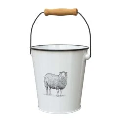 Panacea 7.5 In. D Steel Milkhouse Animals Bucket Planter White