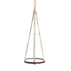 Primitive Planters Brown/Off-White Cotton/Wood 36 In. H Shelf Plant Hanger 1 Pk