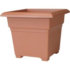 Novelty 13 In. H X 14 In. W X 14 In. D Plastic Countryside Tub Patio Planter Terracotta