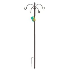 Panacea Black Wrought Iron 84 In. H 4 Way Crook W/Finial Plant Hook 1 Pk