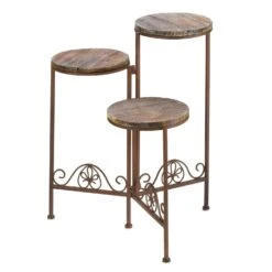 Summerfield Terrace Old World 3-Tier 23 In. H Brown Wrought Iron Plant Stand