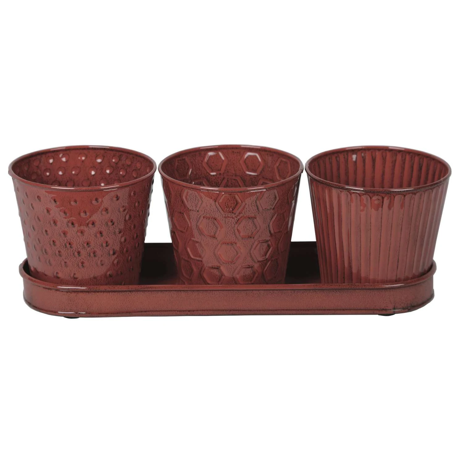 Robert Allen 4 In. H X 4.25 In. W Metal Concord Garden Planter Set Red 3 Robert Allen 4 In. H X 4.25 In. W Metal Concord Garden Planter Set Red