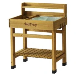 VegTrug Deluxe 39 In. H X 19.29 In. W X 31.4 In. D Cedar Potting Bench Planter Natural