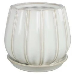 Trendspot Contour 5.5 In. H X 5.9 In. W X 5.9 In. D X 6 In. D Ceramic Planter White