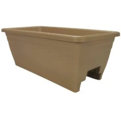 HC Companies 9 In. H X 12 In. W X 24 In. D Plastic Deck Rail Planter Sandstone