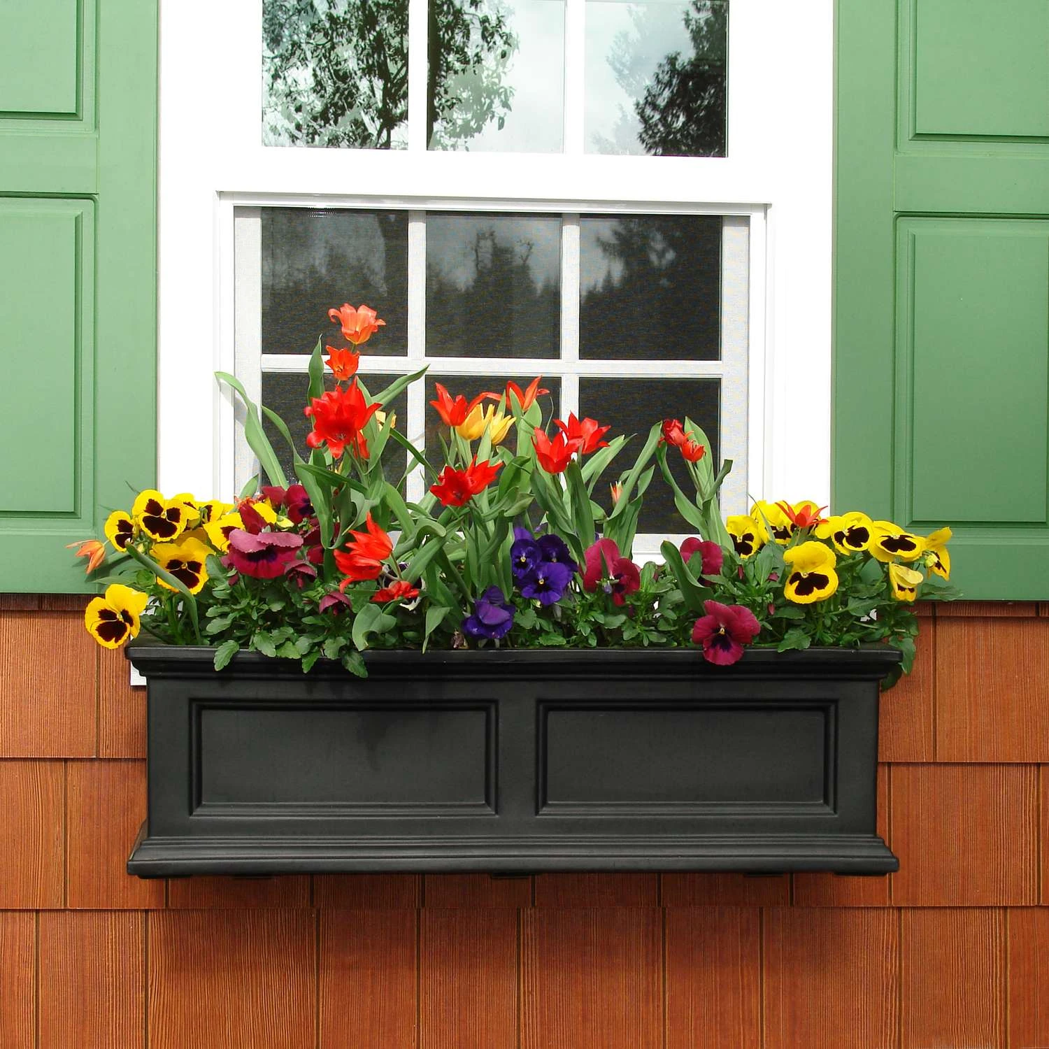 Mayne Fairfield 11 In. H X 11 In. W X 36 In. D Plastic Planter Box Black 4 Mayne Fairfield 11 In. H X 11 In. W X 36 In. D Plastic Planter Box Black - Image 2