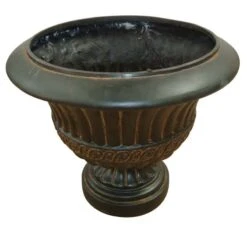 Southern Antique Urn 17.5 " X 14.5 " Fiberglass, Resin Black Int/Ext