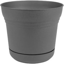 Bloem Saturn 10.75 In. H X 12.25 In. D Polyresin Classic Textured Planter Charcoal