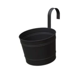 Panacea 10.5 In. H X 8 In. D Metal Over The Rail Planter Black