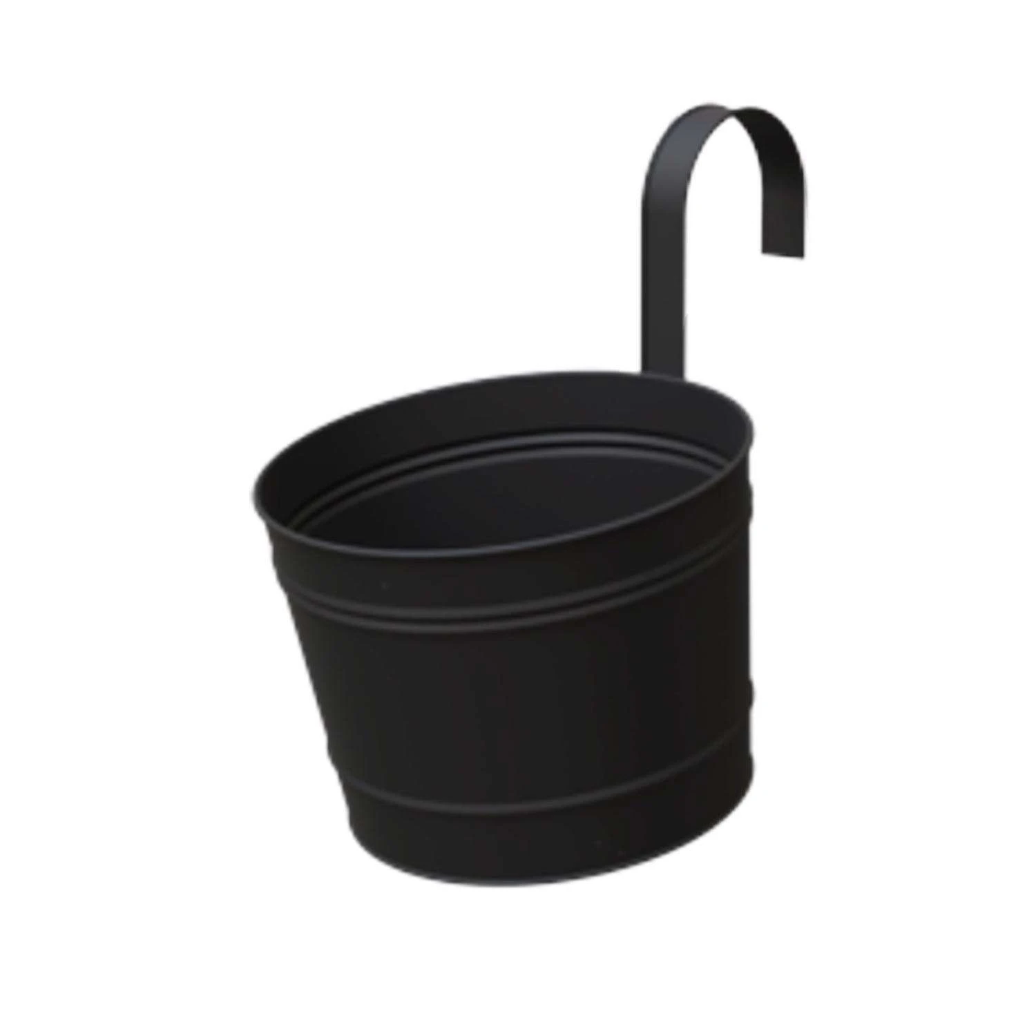 Panacea 10.5 In. H X 8 In. D Metal Over The Rail Planter Black 3 Panacea 10.5 In. H X 8 In. D Metal Over The Rail Planter Black