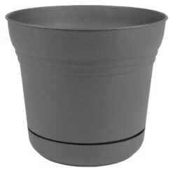 Bloem Saturn 8.5 In. H X 10 In. D Polyresin Planter Charcoal