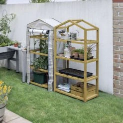 VegTrug Nursery Greenhouse Natural 62 In. H X 28 In. W 4-Tier Mini Growhouse -Abbo Garden Shop cb288963 f3be 44be ab11 8ca27f65ed28