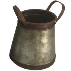 Avera Products 9.5 In. H X 8 In. D Galvanized Metal Cone Bucket Planter Gray