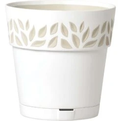 Deroma 9.9 In. D Resin Leaf Planter White
