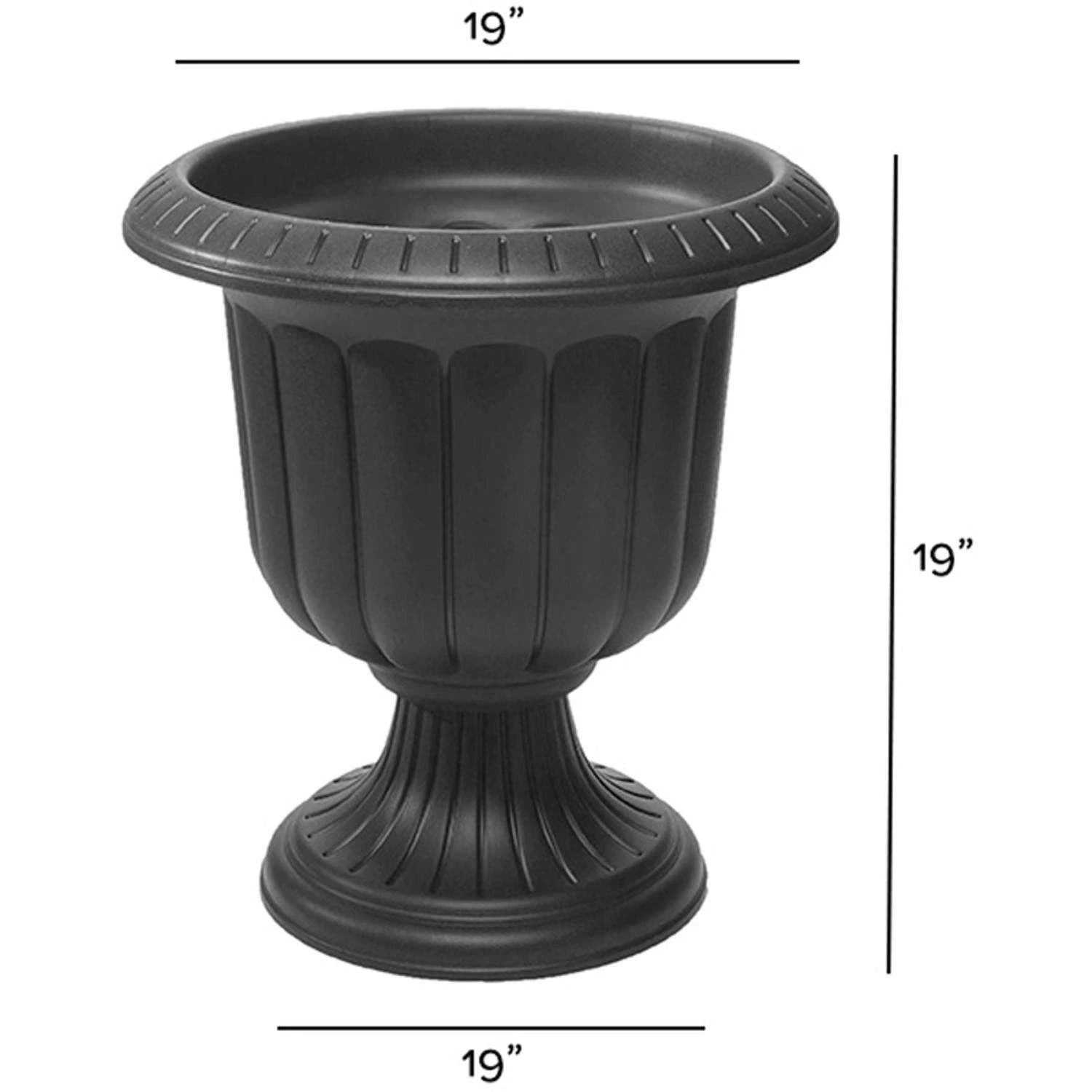 Novelty 19 In. H X 19 In. W X 19 In. D X 19 In. D Resin Classic Urn Urn Planter Black 4 Novelty 19 In. H X 19 In. W X 19 In. D X 19 In. D Resin Classic Urn Urn Planter Black - Image 2