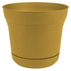 Bloem Saturn 10.75 In. H X 12 In. D Polyresin Planter Yellow