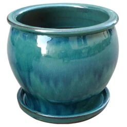 Trendspot Studio 6.3 In. H X 8 In. W X 8 In. D X 8 In. D Ceramic Planter Aqua